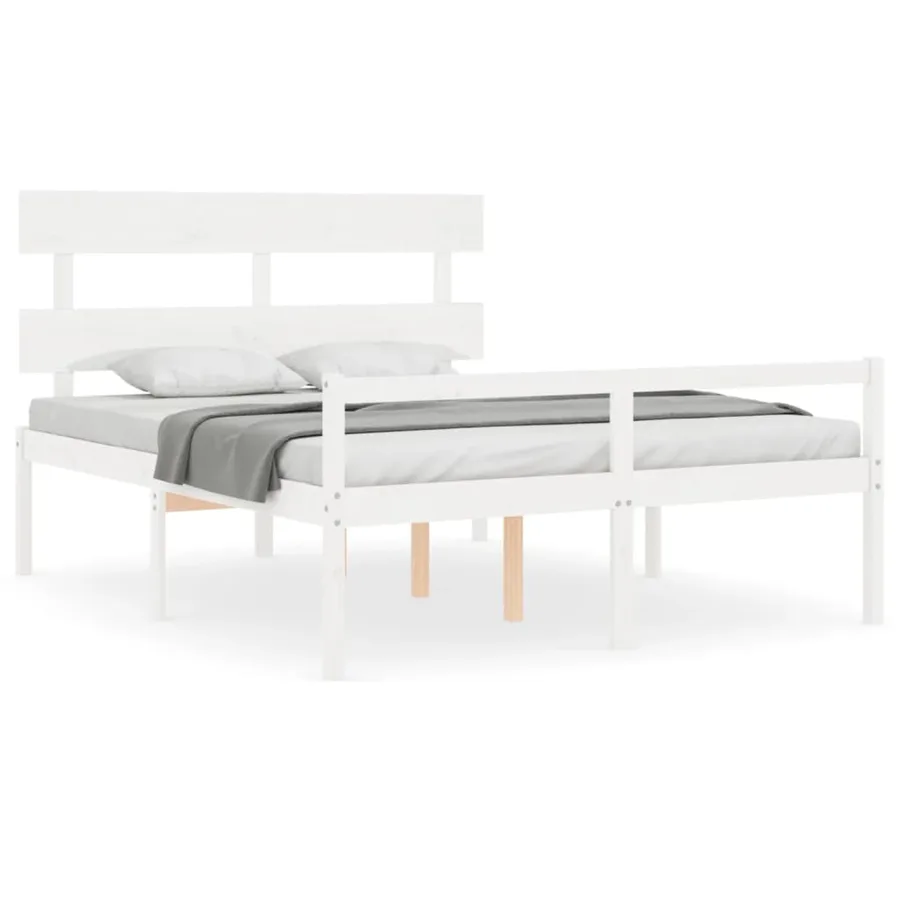 Lit pour personne âgée sans matelas blanc 160x200cm bois massif - 2