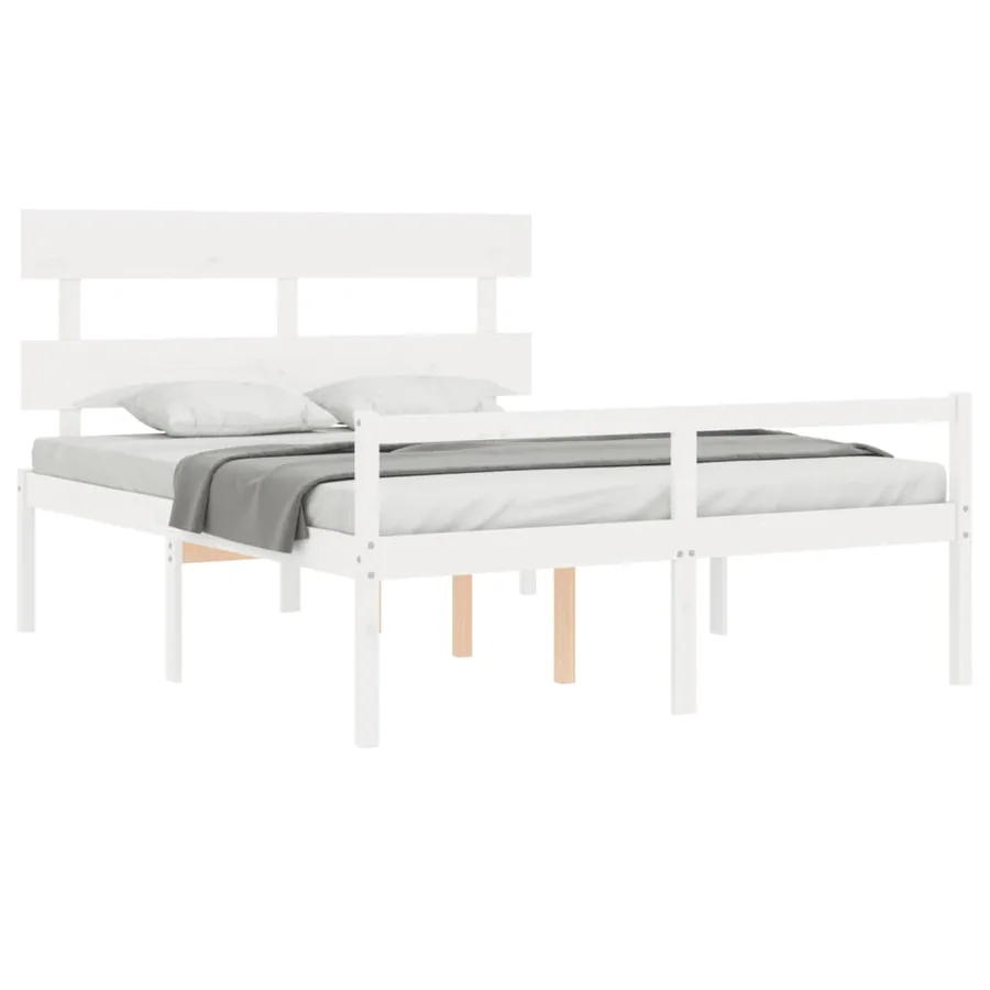 Lit pour personne âgée sans matelas blanc 160x200cm bois massif - 4