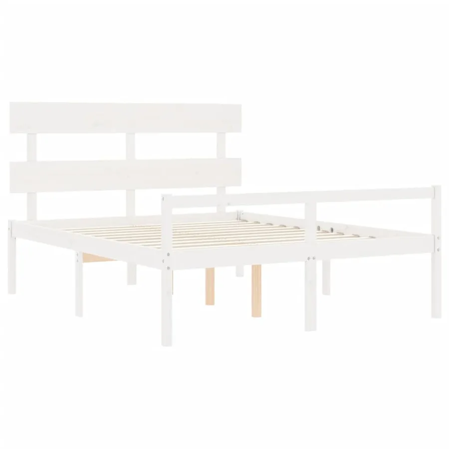 Lit pour personne âgée sans matelas blanc 160x200cm bois massif - 5