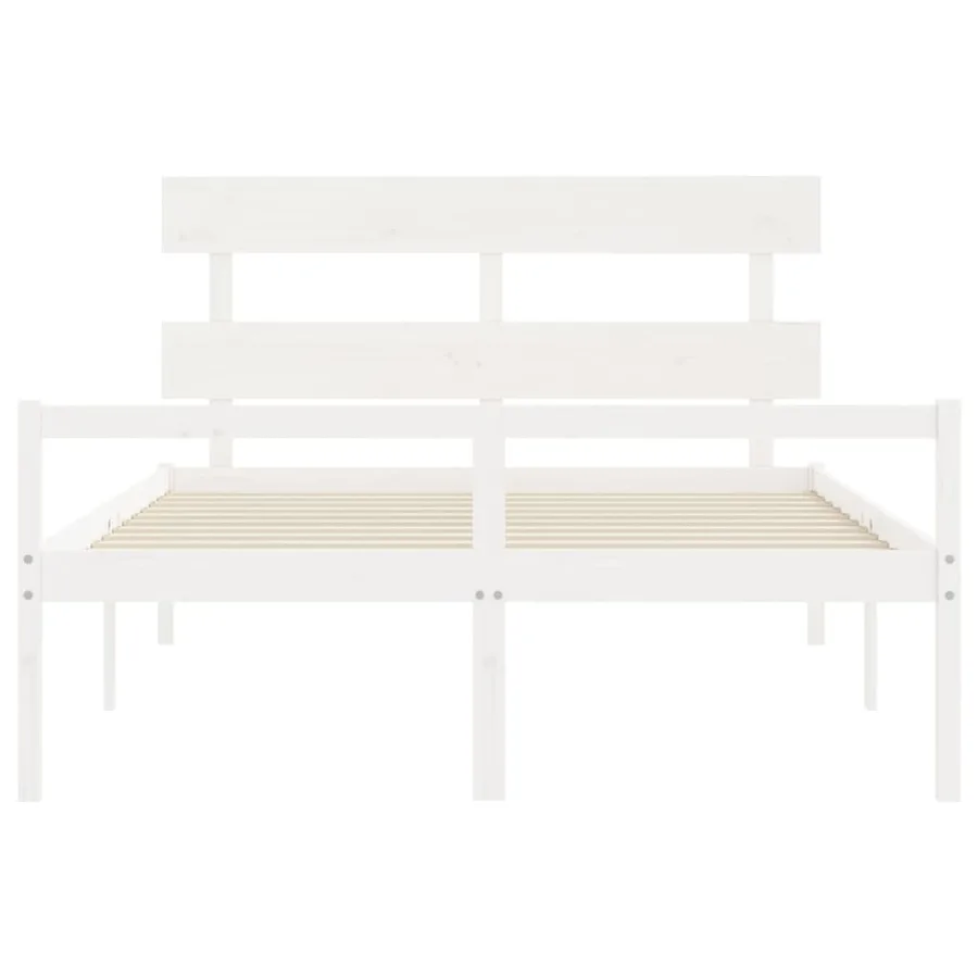 Lit pour personne âgée sans matelas blanc 160x200cm bois massif - 6