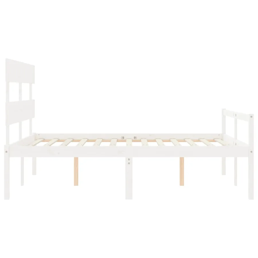 Lit pour personne âgée sans matelas blanc 160x200cm bois massif - 7