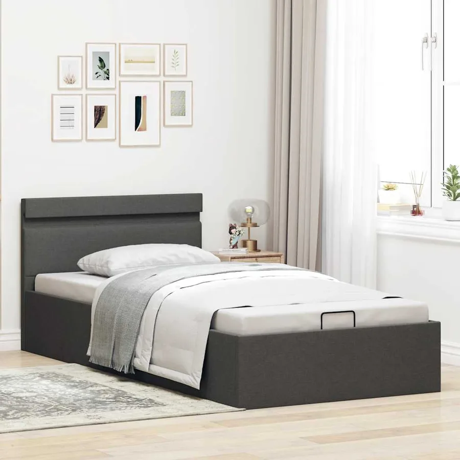 Cadre de lit à rangement hydraulique sans matelas 90x200 cm - 4