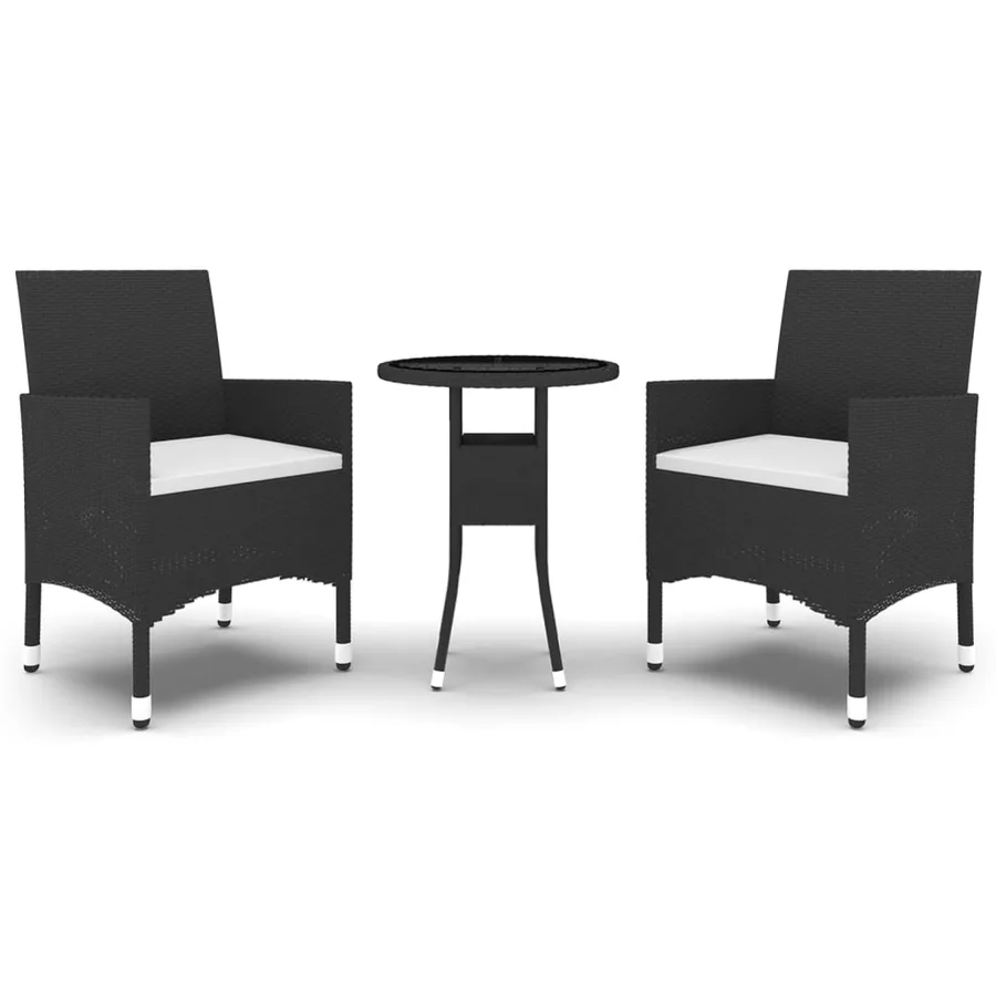Ensemble à manger de jardin 3 pcs Résine tressée Noir - 2
