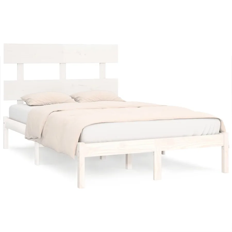 Cadre de lit sans matelas blanc 160x200 cm bois massif - 2