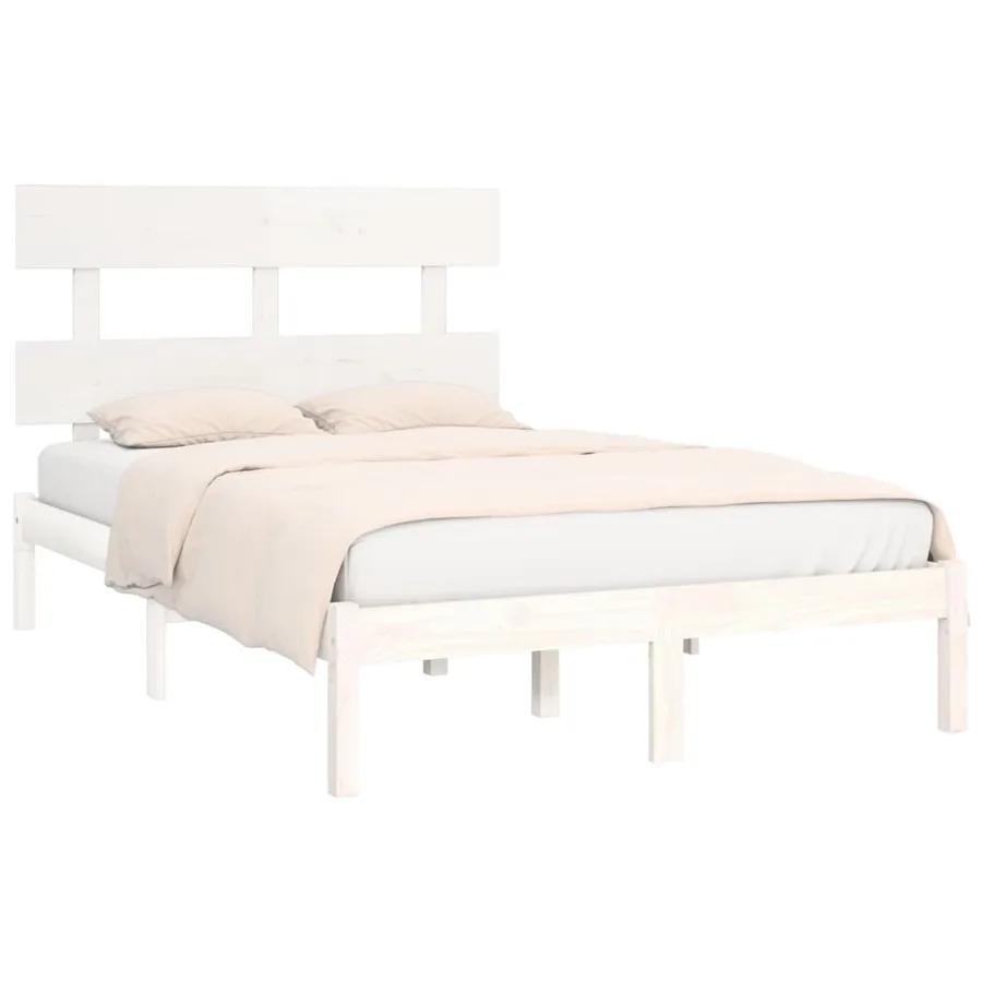 Cadre de lit sans matelas blanc 160x200 cm bois massif - 3