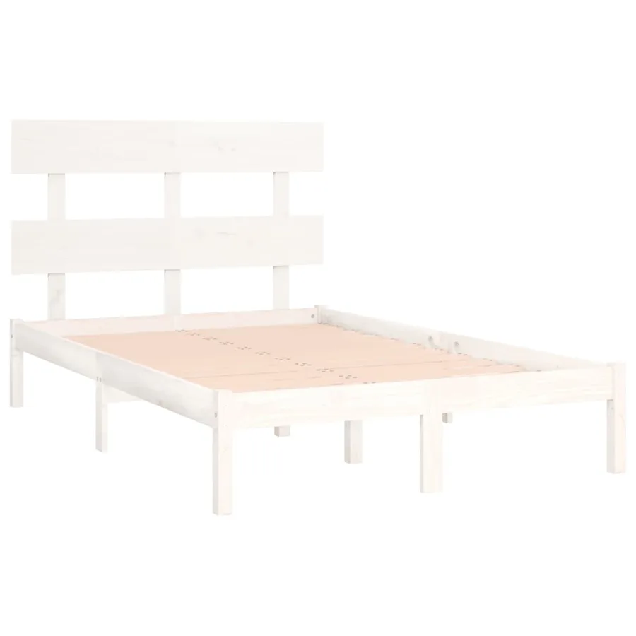 Cadre de lit sans matelas blanc 160x200 cm bois massif - 4