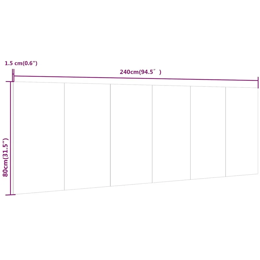 Tête de lit murale Noir 240x1,5x80 cm Bois d'ingénierie - 7