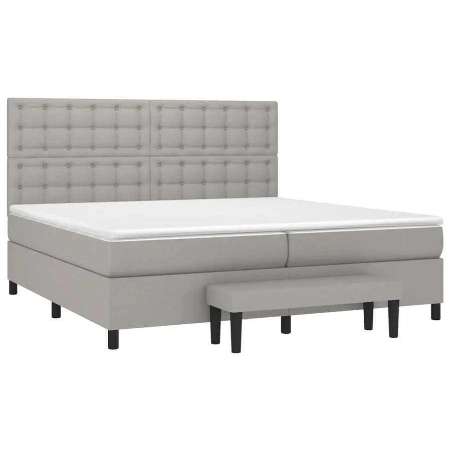 Sommier à lattes de lit avec matelas Gris clair 200x200cm Tissu - 3