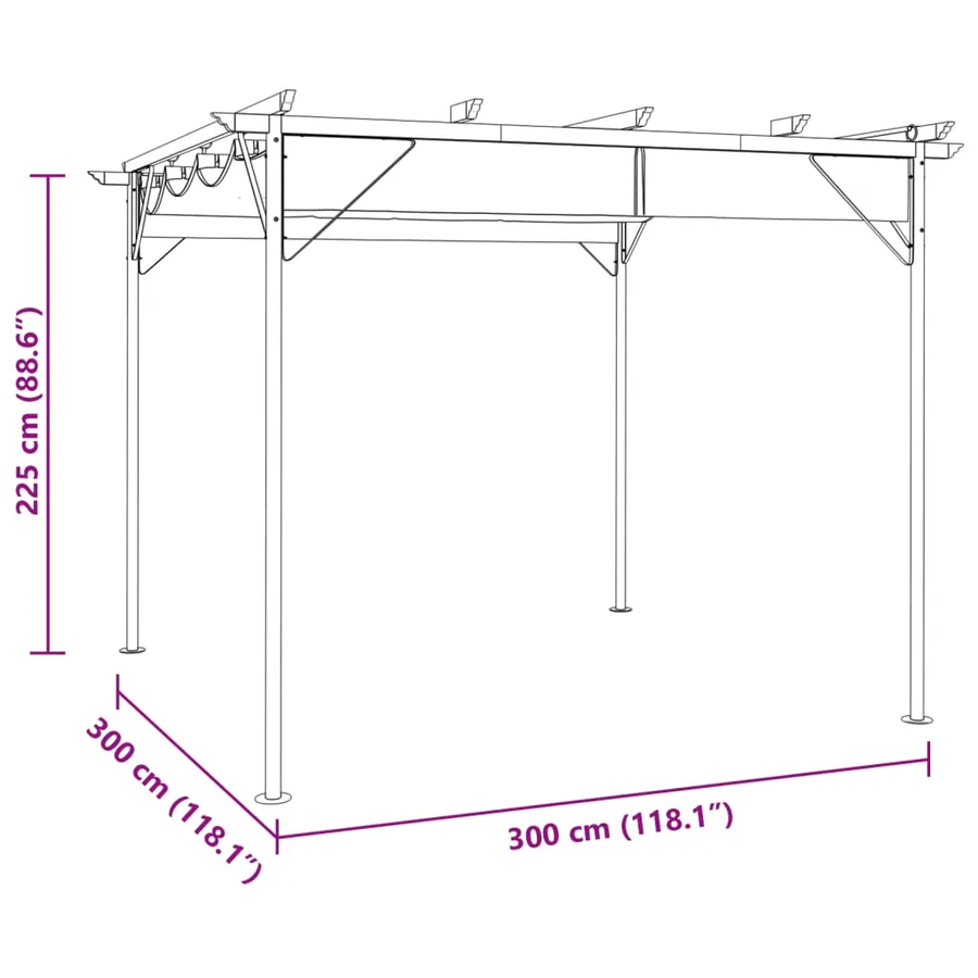 Pergola avec toit rétractable taupe 3x3 m acier 180 g/m² - 6