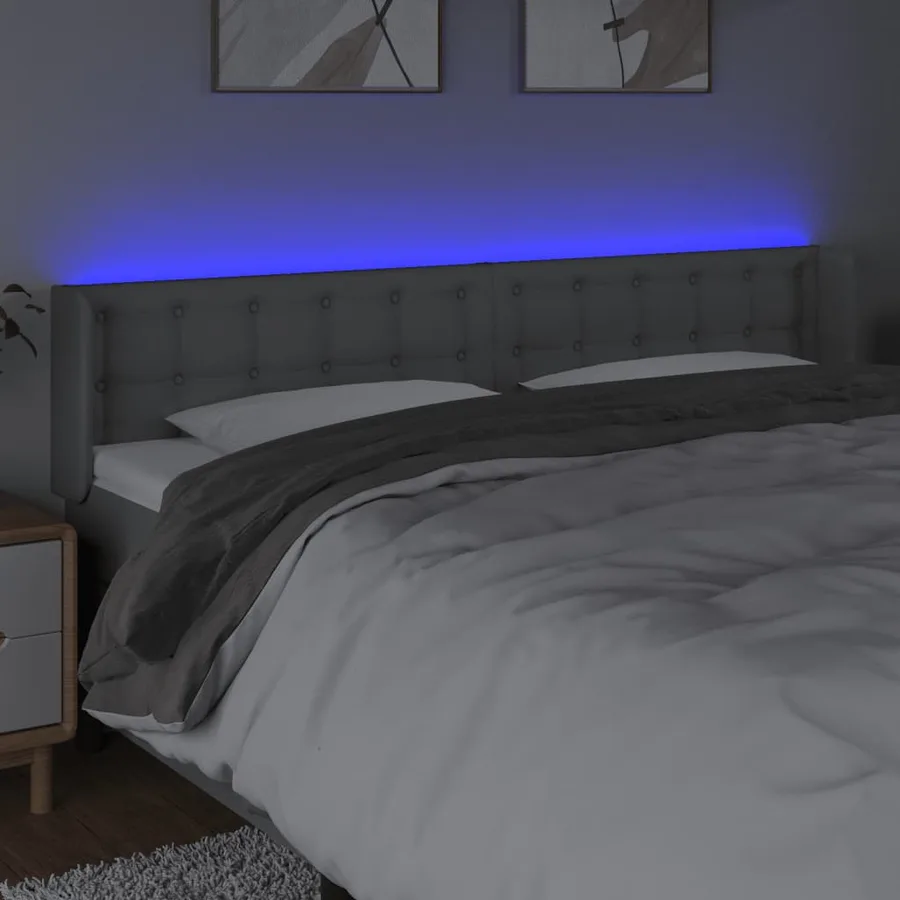 Tête de lit à LED Gris clair 203x16x78/88 cm Tissu - 4