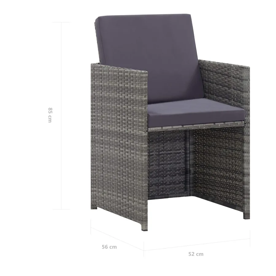 Ensemble à manger d'extérieur 5pcs Rotin bois acacia Anthracite - 13