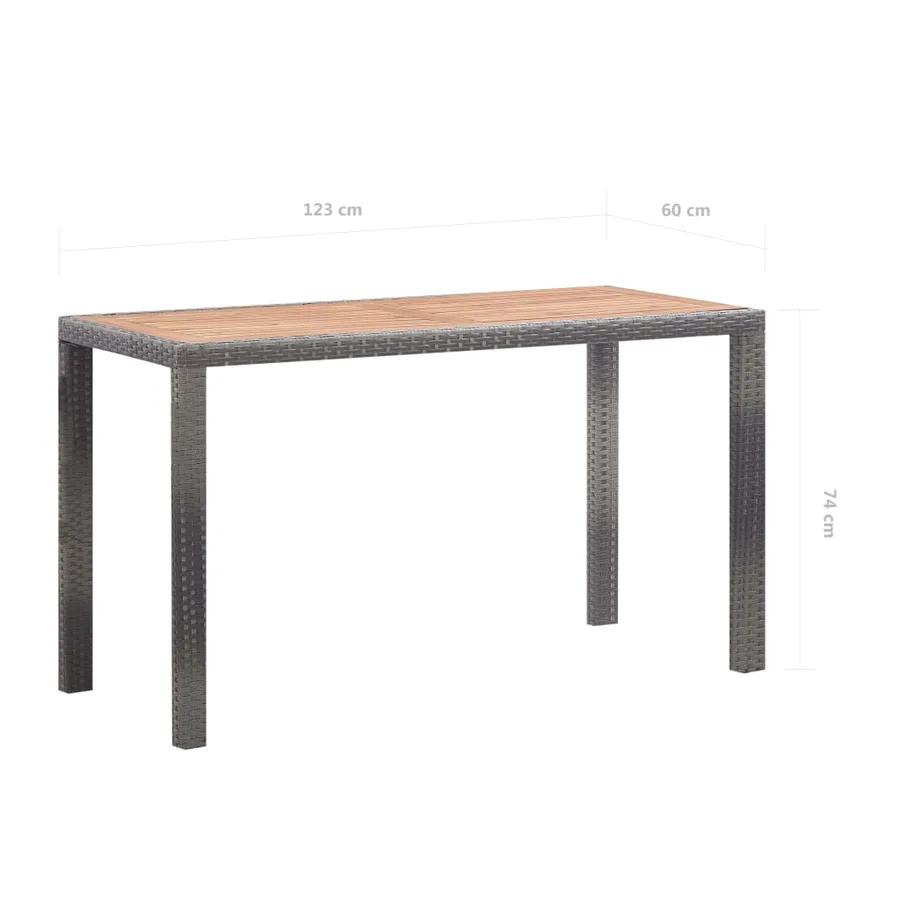 Ensemble à manger d'extérieur 5pcs Rotin bois acacia Anthracite - 14
