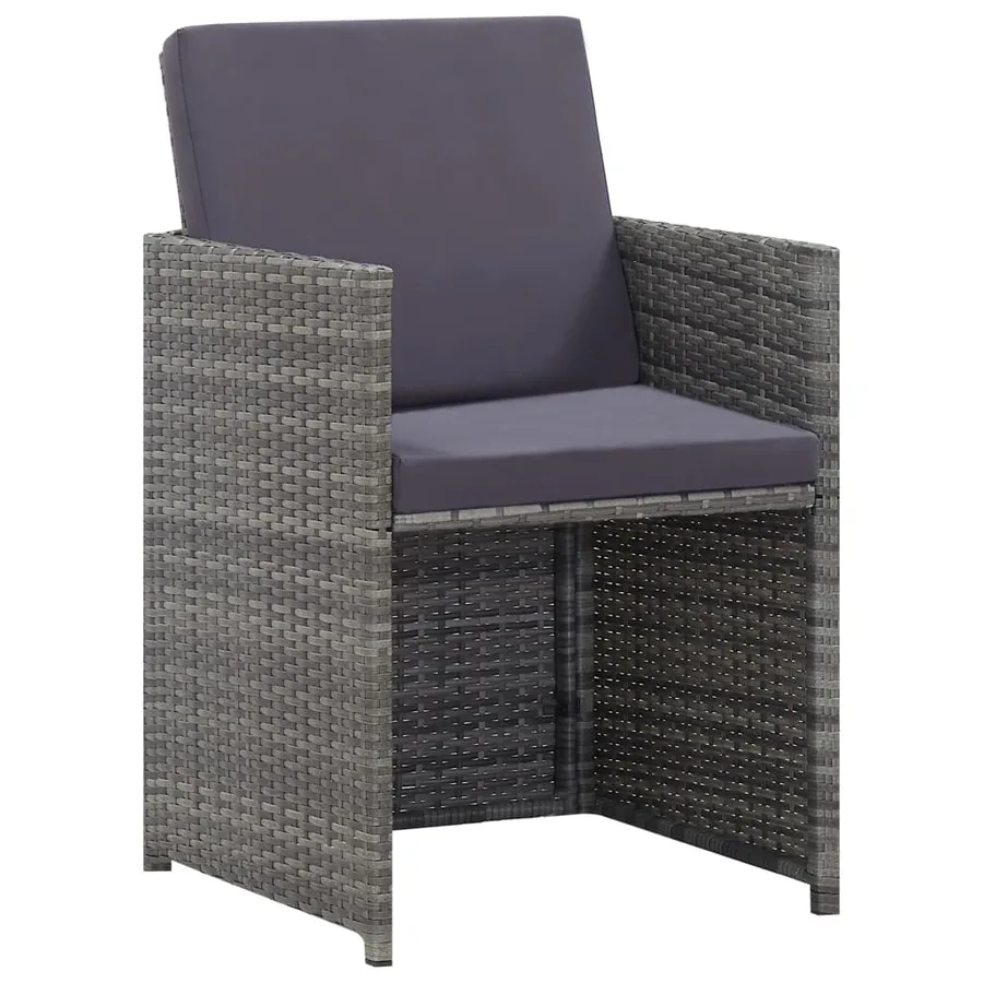 Ensemble à manger d'extérieur 5pcs Rotin bois acacia Anthracite - 2