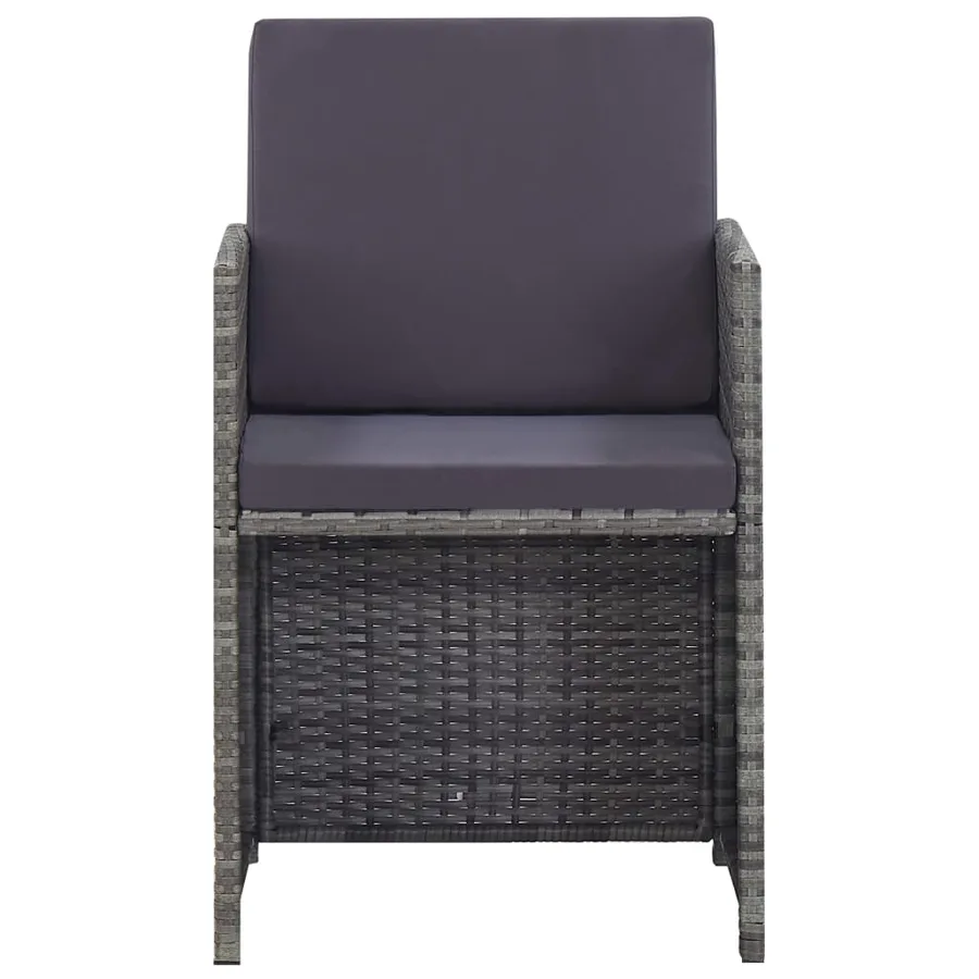 Ensemble à manger d'extérieur 5pcs Rotin bois acacia Anthracite - 3