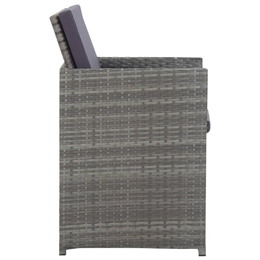 Ensemble à manger d'extérieur 5pcs Rotin bois acacia Anthracite - 4