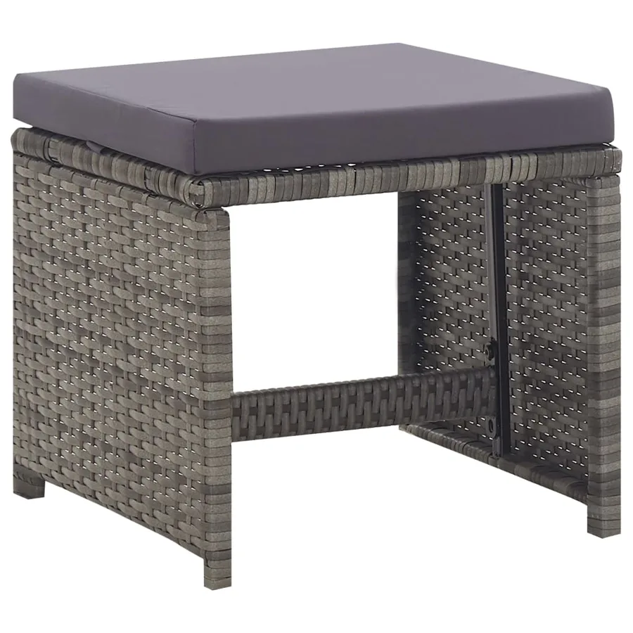 Ensemble à manger d'extérieur 5pcs Rotin bois acacia Anthracite - 7