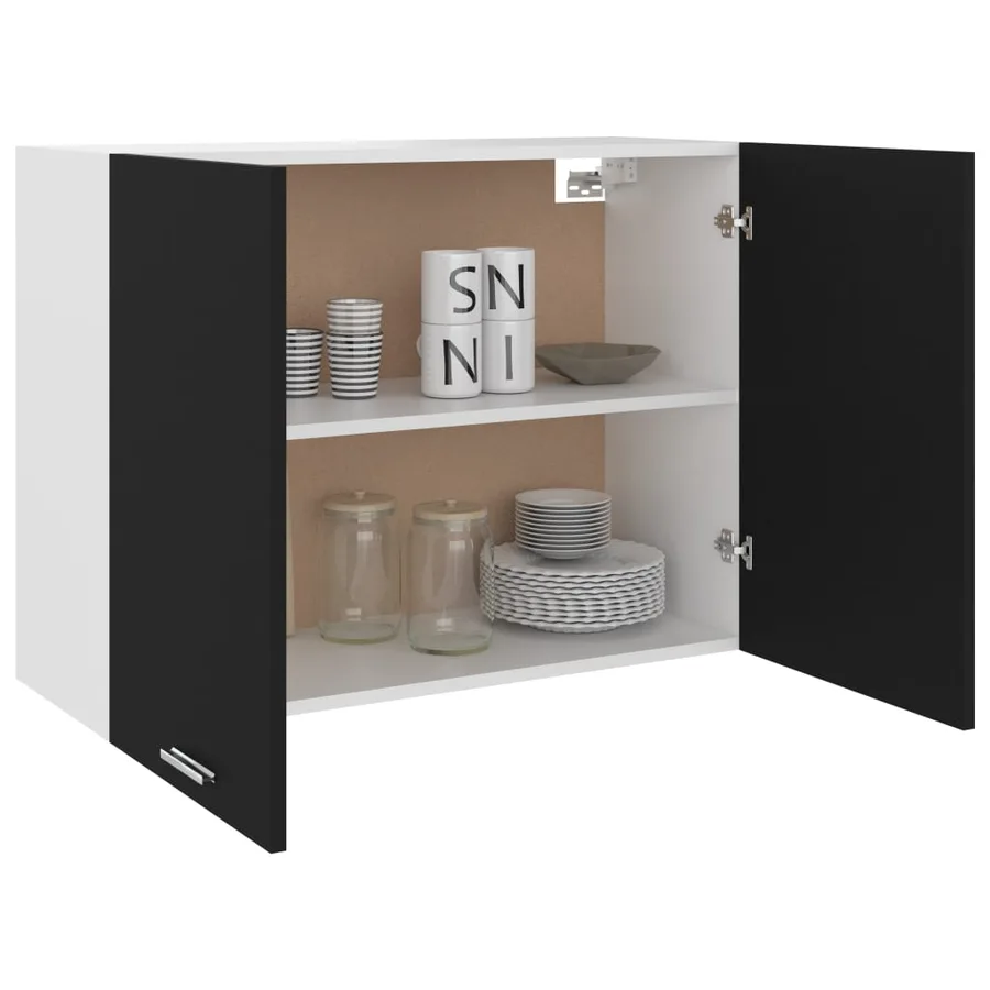Armoire suspendue "Lyon" Noir 80 x 31 x 60 cm Bois d'ingénierie - 4