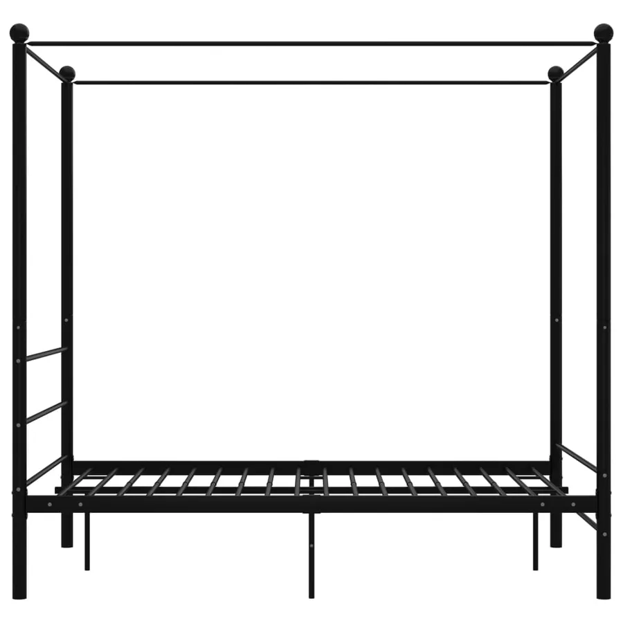 Cadre de lit à baldaquin sans matelas noir métal 120x200 cm - 3