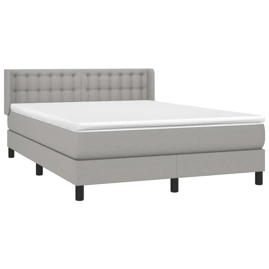 Sommier à lattes de lit avec matelas Gris clair 140x190cm Tissu - 3
