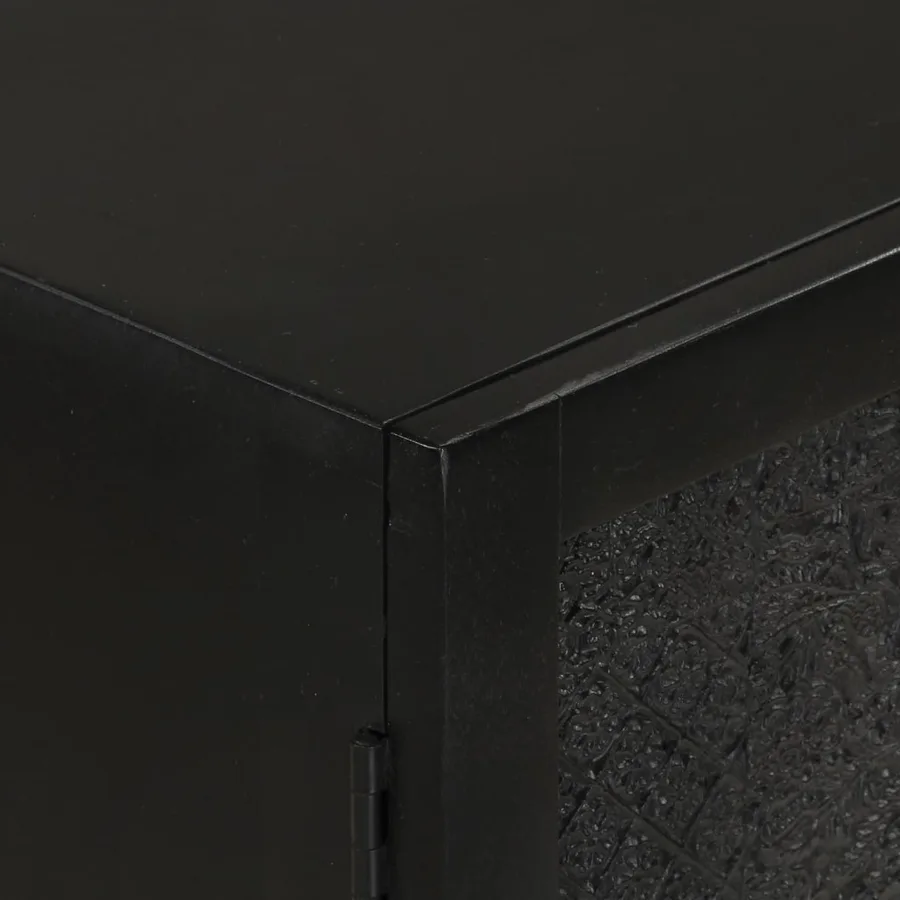 Buffet noir 55x30x77 cm bois massif de manguier et fer - 6
