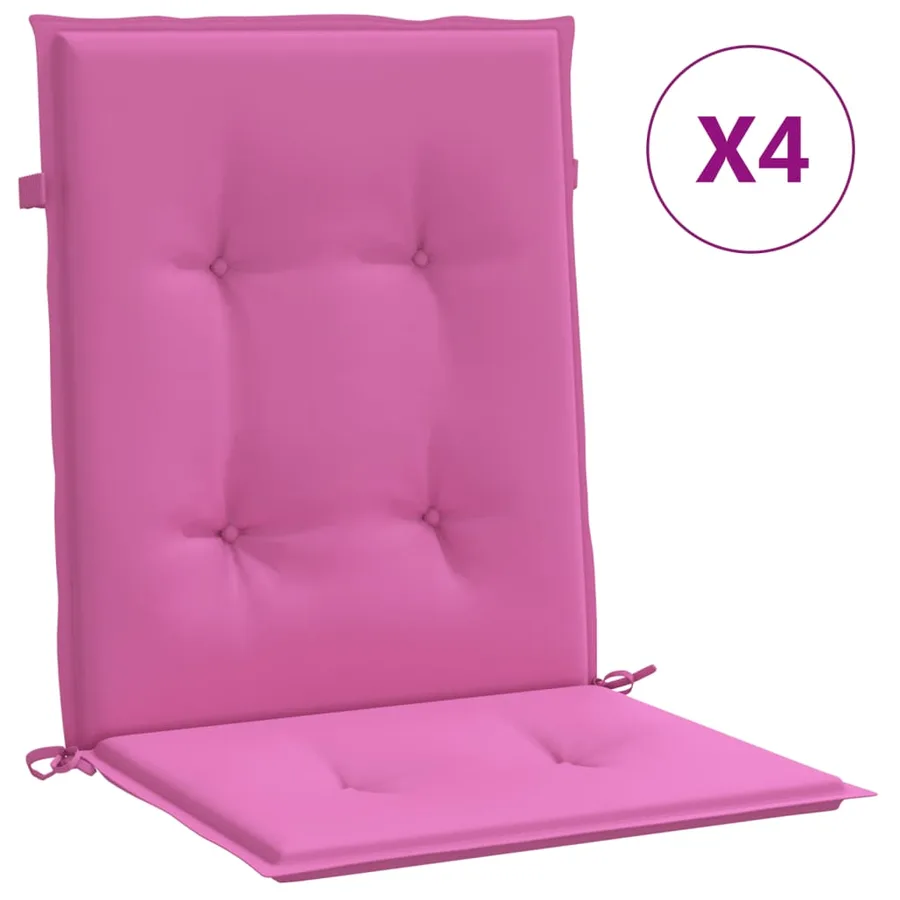 Coussins de chaise à dossier bas lot de 4 rose tissu - 2