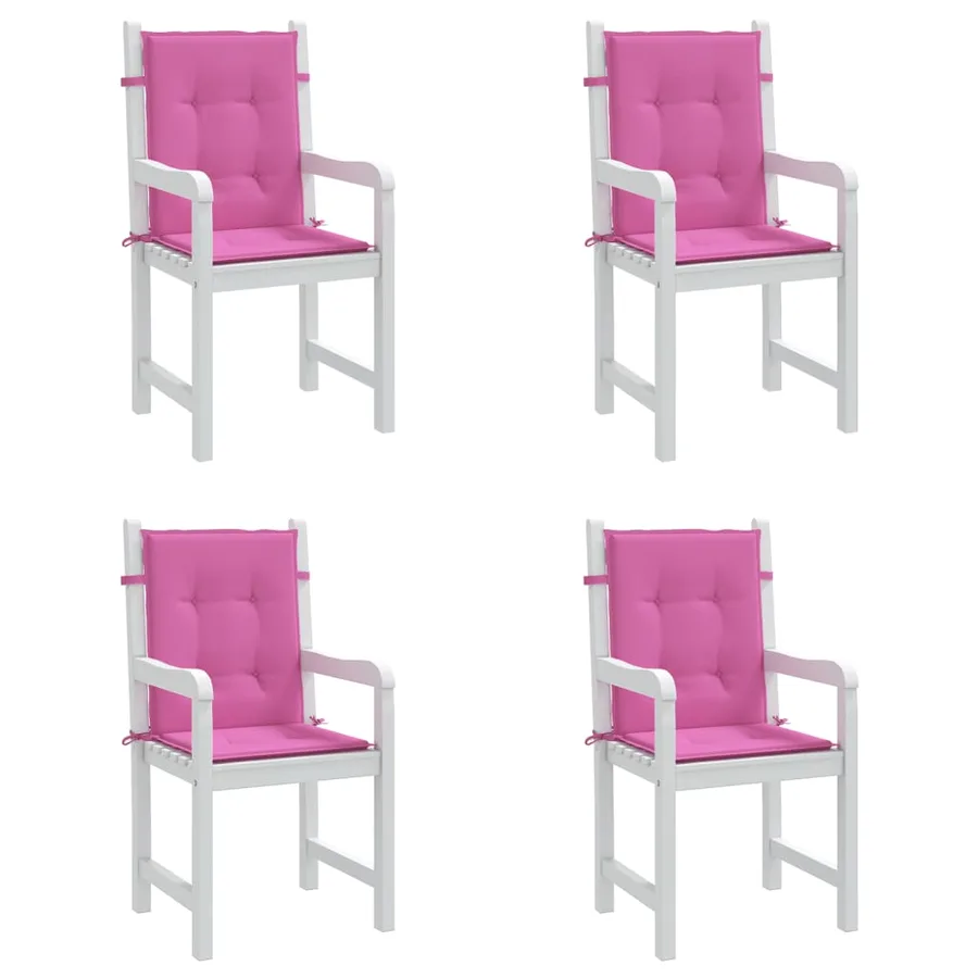 Coussins de chaise à dossier bas lot de 4 rose tissu - 4