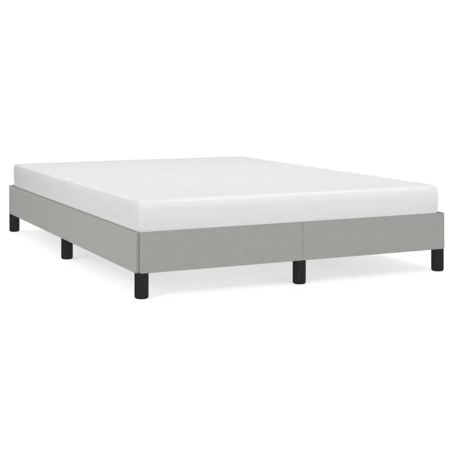 Cadre de lit sans matelas gris clair 140x190 cm tissu - 2