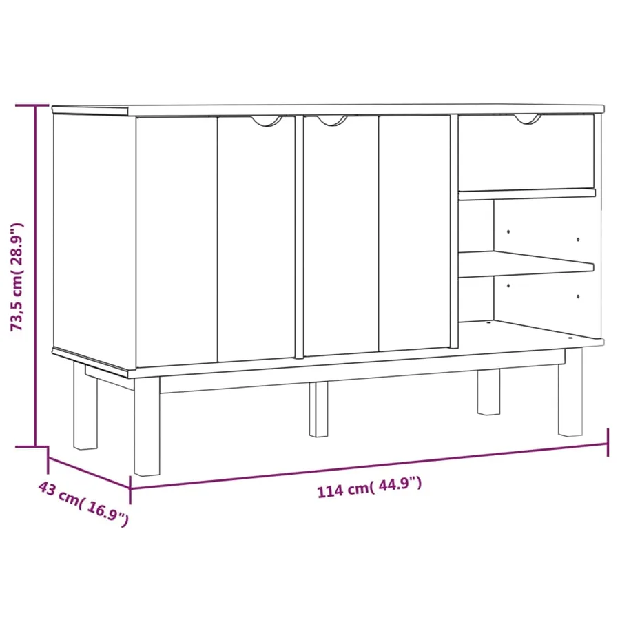 Buffet OTTA 114x43x73,5 cm Bois massif de pin - 6