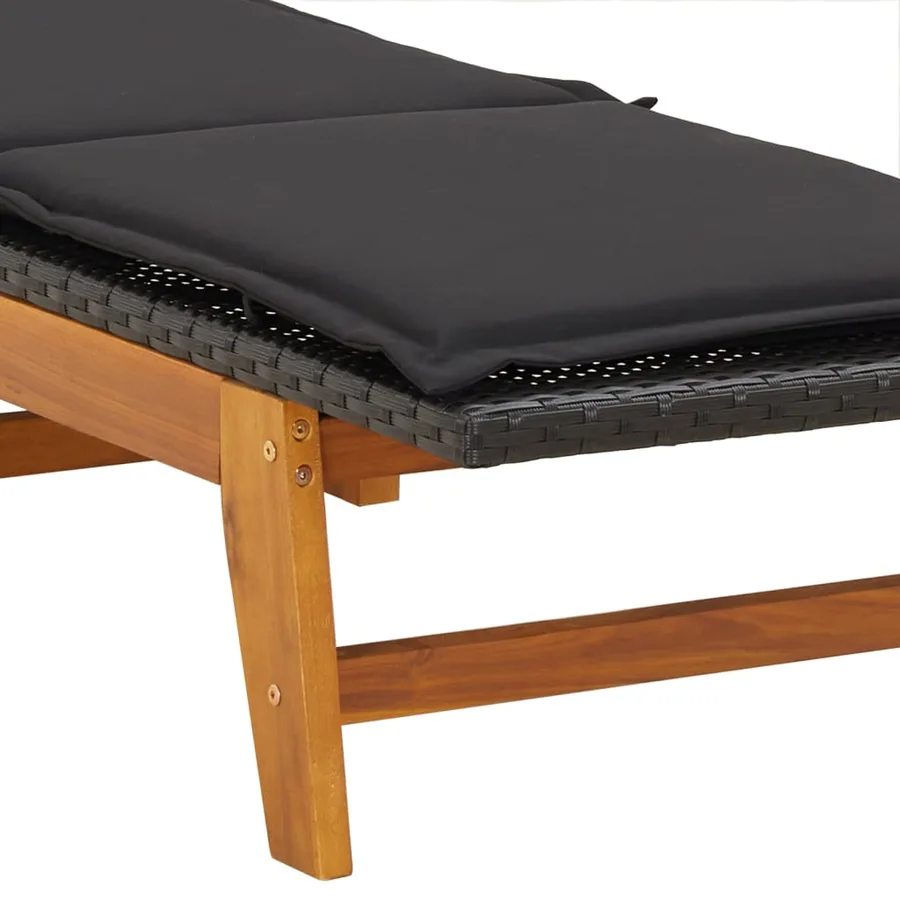 Chaise longue avec table Résine tressée et bois massif d'acacia - 10