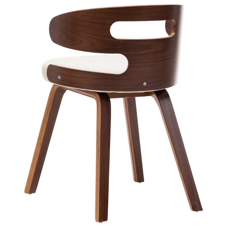 Chaises à manger lot de 2 crème bois courbé et similicuir - 5