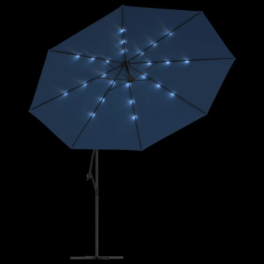 Parasol de jardin en porte-à-faux avec lumières LED bleu azuré - 6
