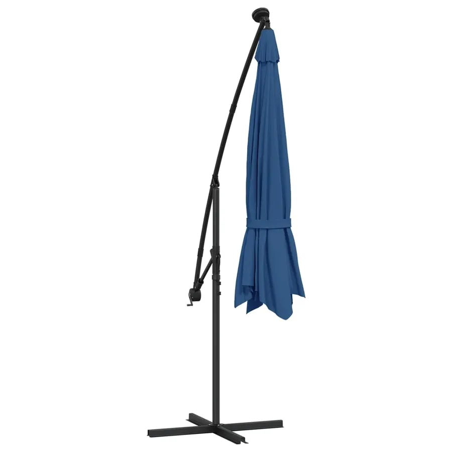 Parasol de jardin en porte-à-faux avec lumières LED bleu azuré - 8