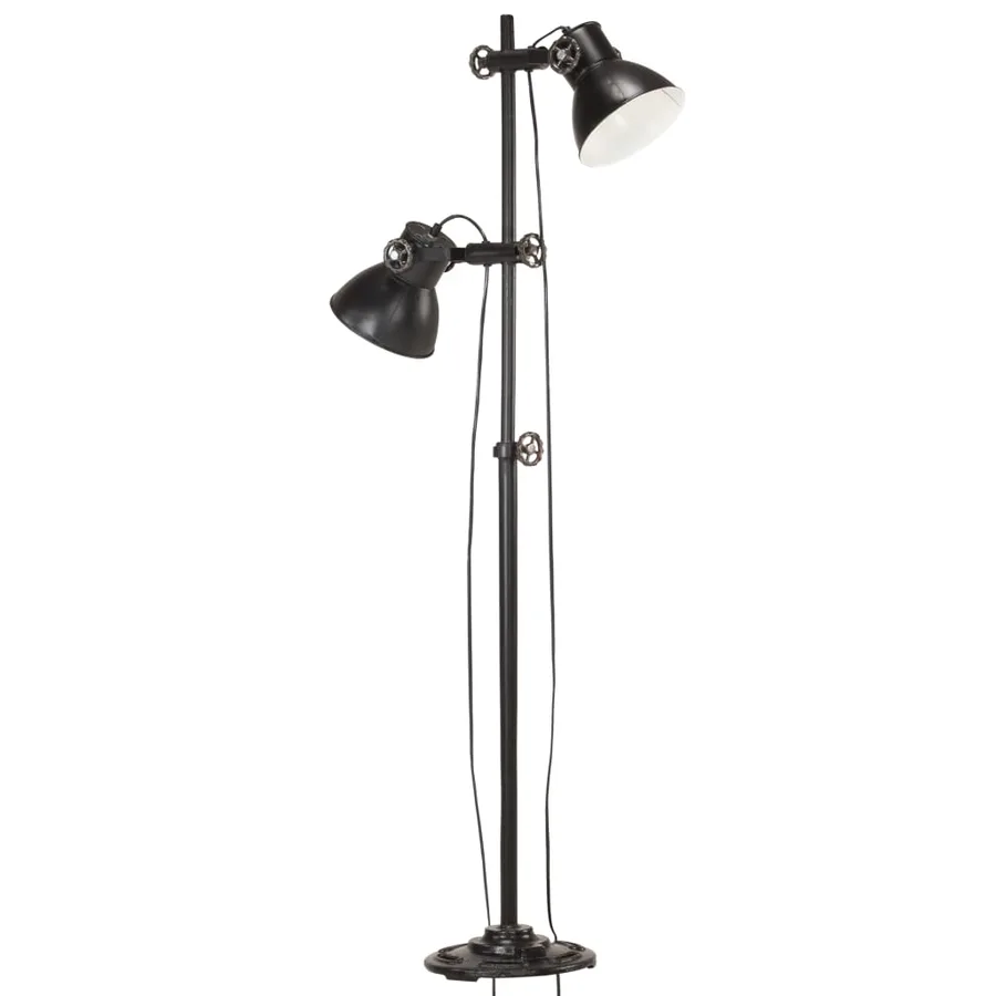Lampadaire avec 2 abat-jour Noir E27 Fonte - 2