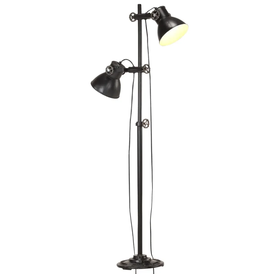 Lampadaire avec 2 abat-jour Noir E27 Fonte - 3