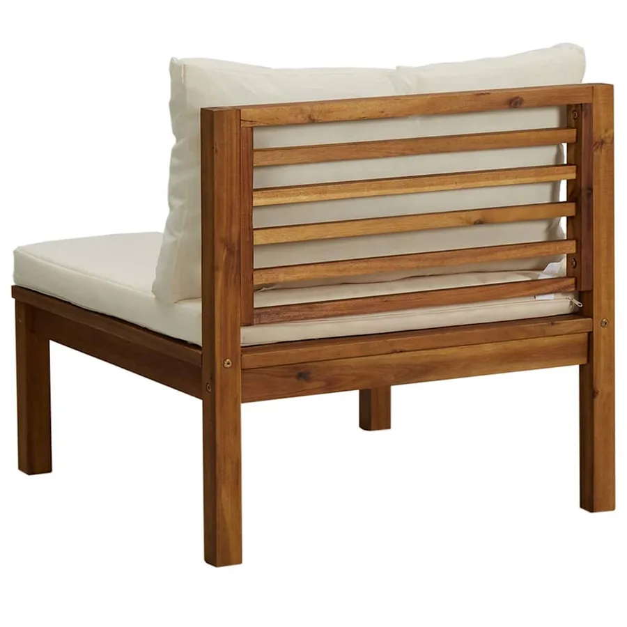 Ensemble de canapés 2 pcs et coussins blanc crème Acacia solide - 10
