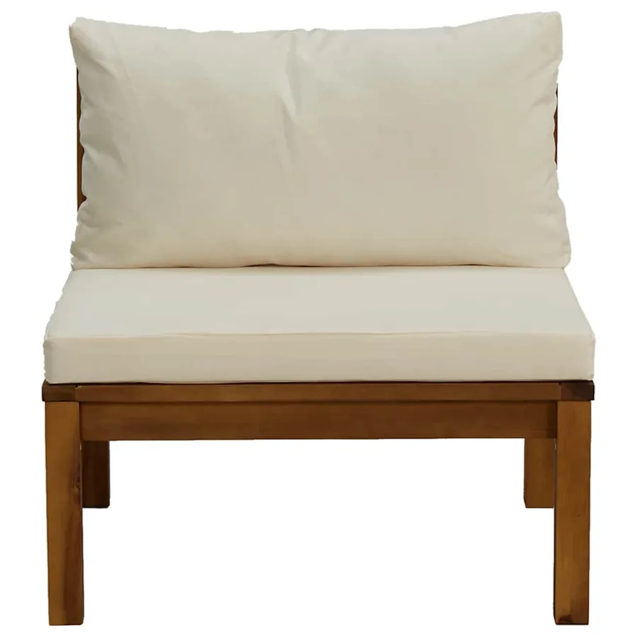 Ensemble de canapés 2 pcs et coussins blanc crème Acacia solide - 8