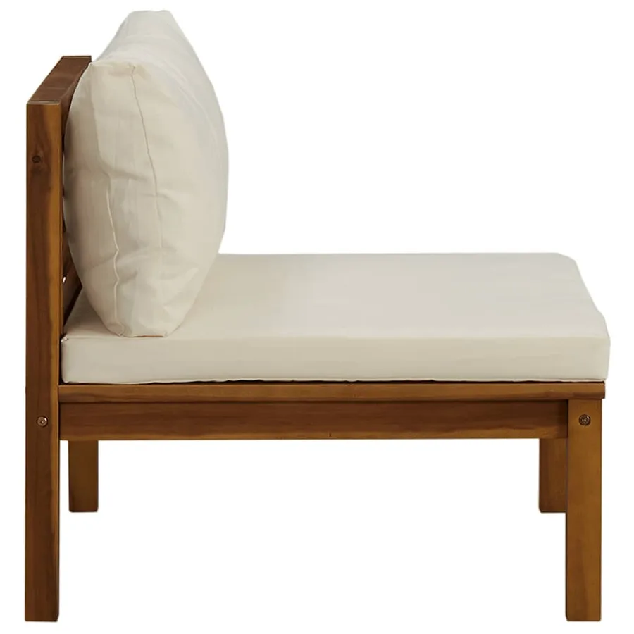 Ensemble de canapés 2 pcs et coussins blanc crème Acacia solide - 9