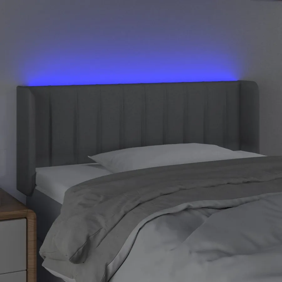 Tête de lit à LED Gris clair 103x16x78/88 cm Tissu - 4