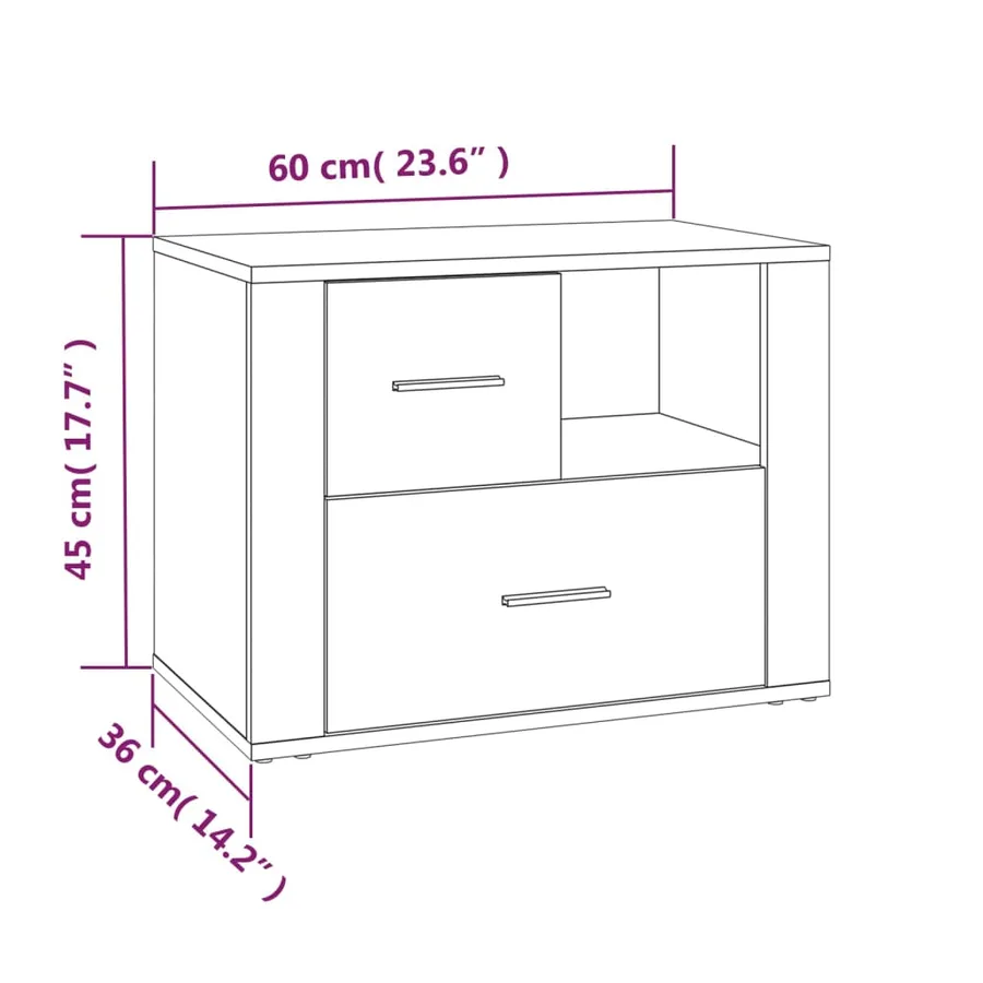 Table de chevet Blanc 60x36x45 cm Bois d'ingénierie - 11