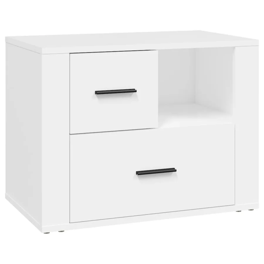 Table de chevet Blanc 60x36x45 cm Bois d'ingénierie - 2