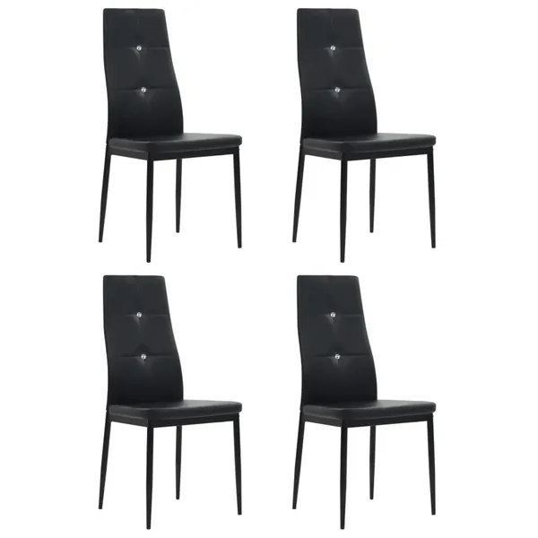 Chaises à manger lot de 4 noir similicuir