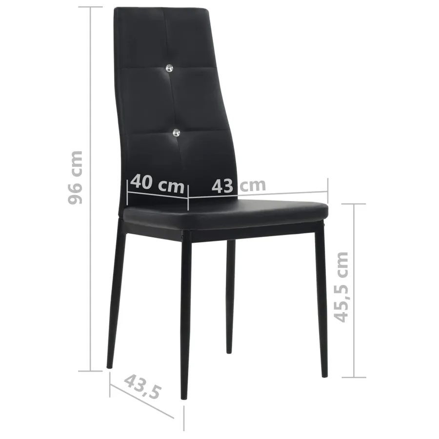 Chaises à manger lot de 4 noir similicuir - 9
