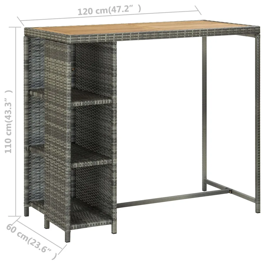 Ensemble de bar de jardin 5 pcs et coussins Résine tressée Gris - 8