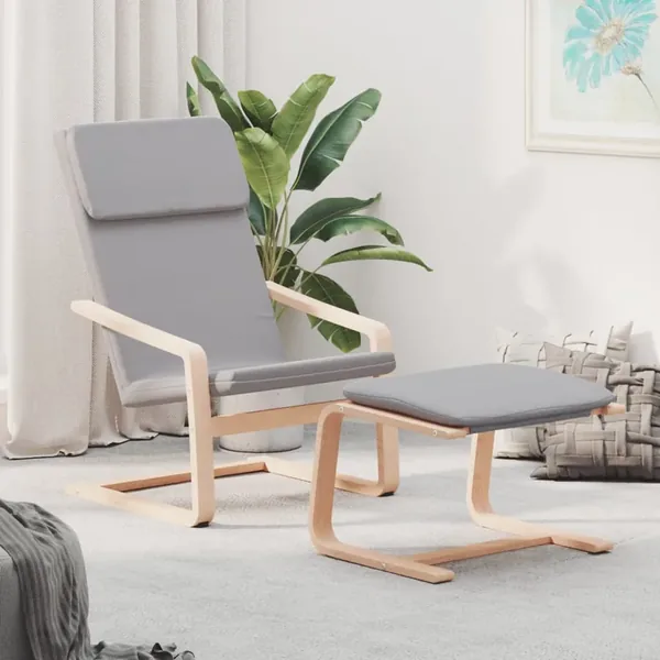 Chaise de relaxation avec repose-pied Gris clair Tissu