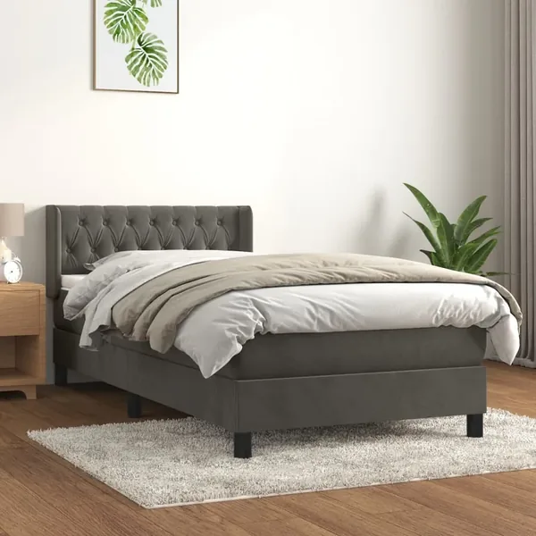 Sommier à lattes de lit avec matelas Gris foncé 100x200 cm