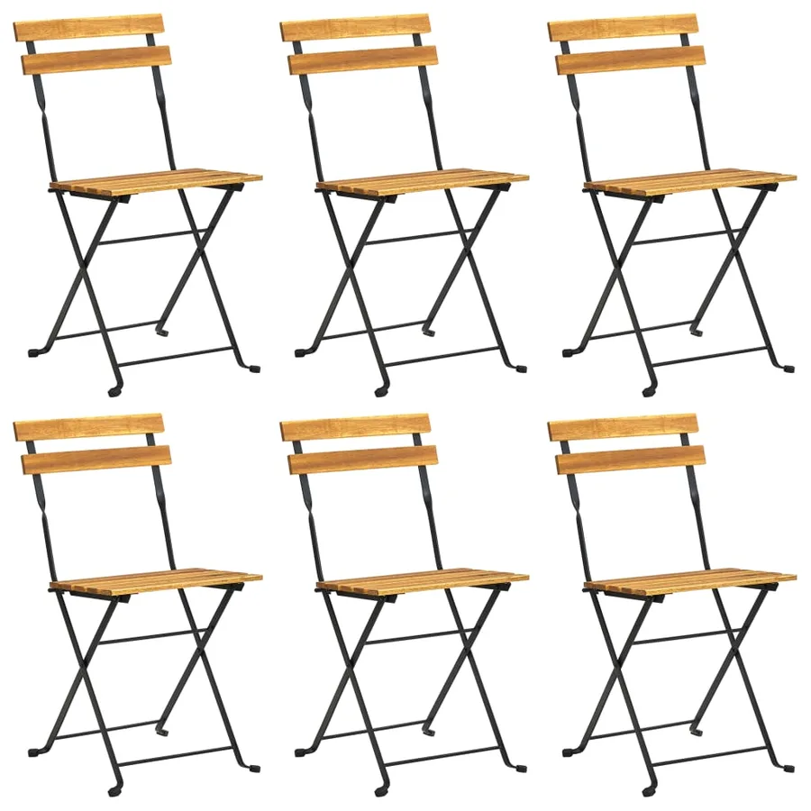 Ensemble à manger d'extérieur pliable 7pcs Bois d'acacia solide - 2