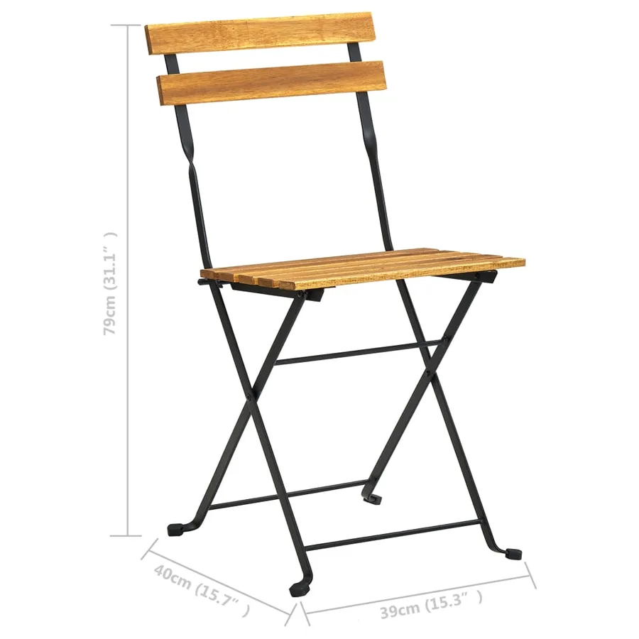 Ensemble à manger d'extérieur pliable 7pcs Bois d'acacia solide - 9