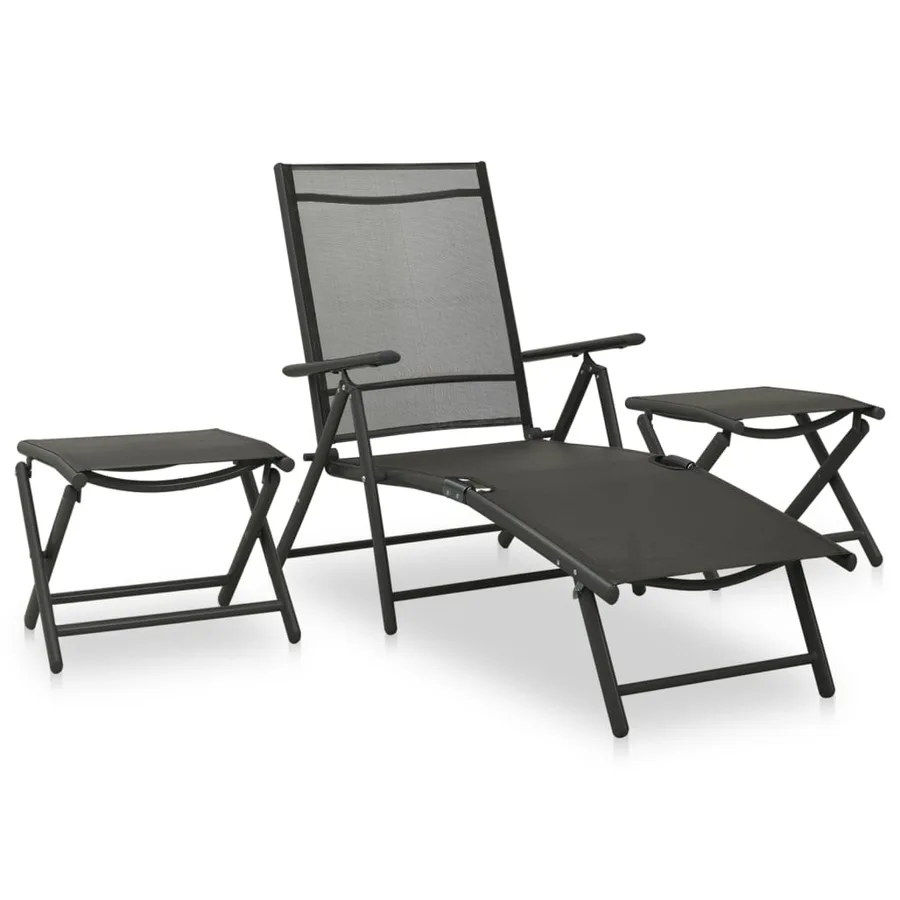 Salon de jardin 9 pcs Noir et anthracite - 4