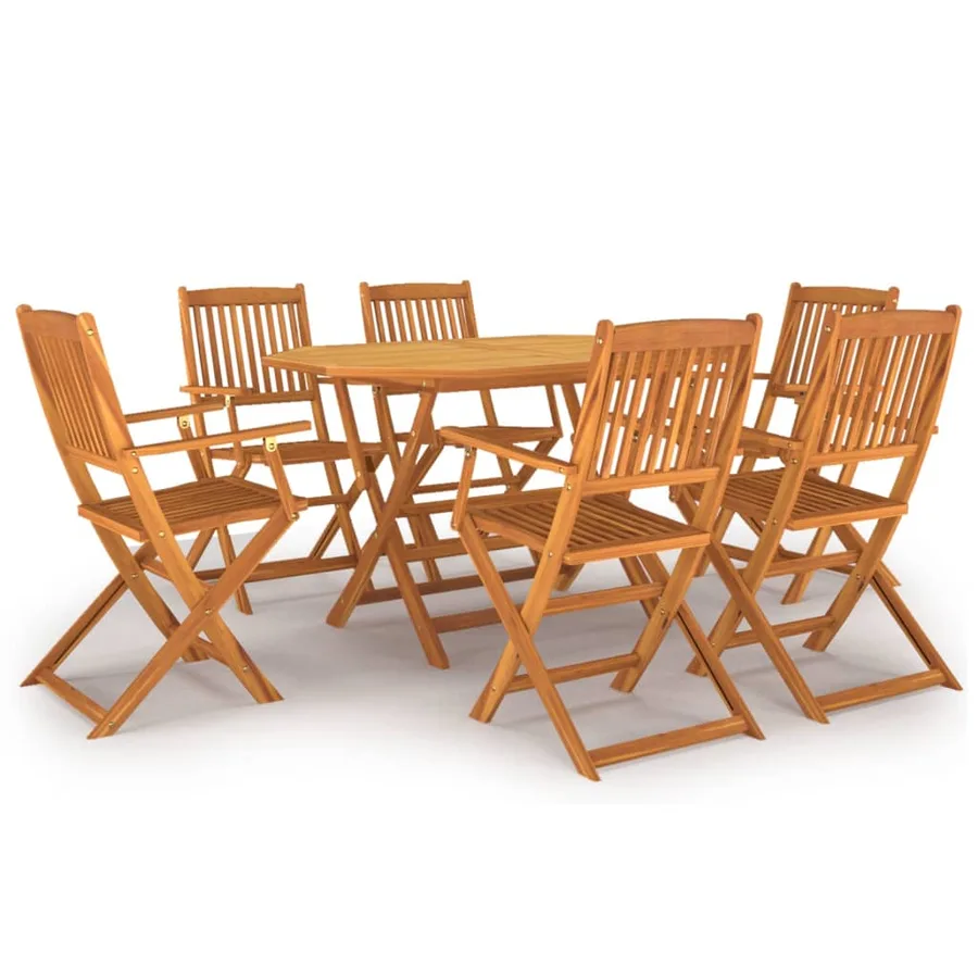 Ensemble à manger de jardin 7 pcs Bois d'acacia massif - 2