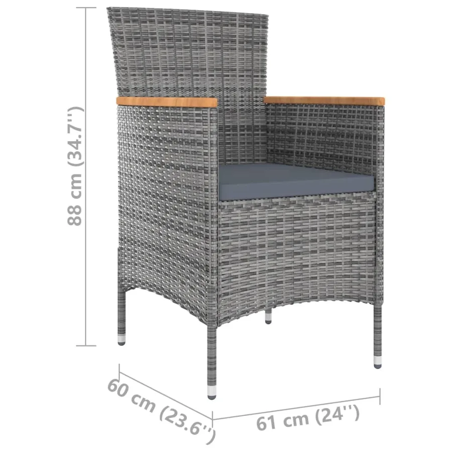 Ensemble à manger d'extérieur 9pcs coussins Résine tressée Gris - 10